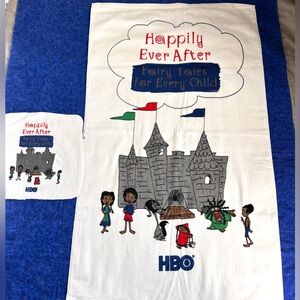 VTG HBO Series Happily Ever After Bath Towel Washcloth 100% Cotton 90s Y2K RARE